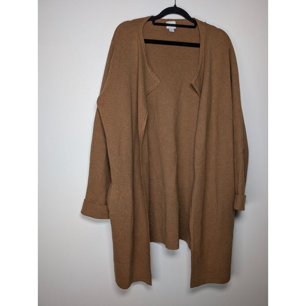 J. Crew Vanessa Open Cardigan Sweater Brown Large Women’s Pockets Cotton Camel - Picture 8 of 8
